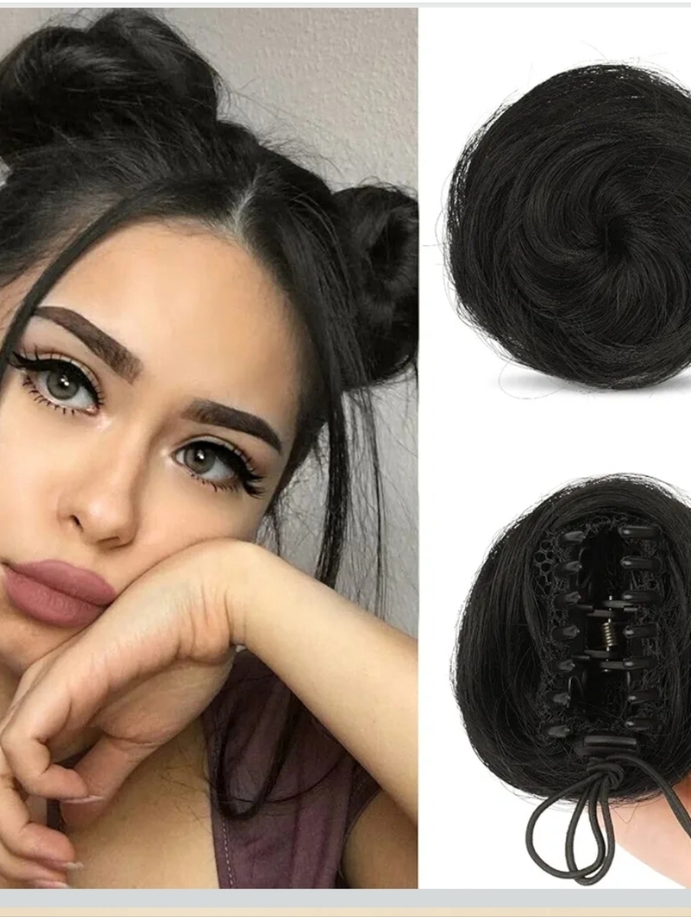 Women's Black Synthetic Hair Bun - 2 Pack